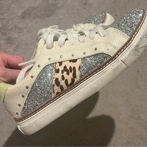 Women's Glitter and Leopard Print Sneakers